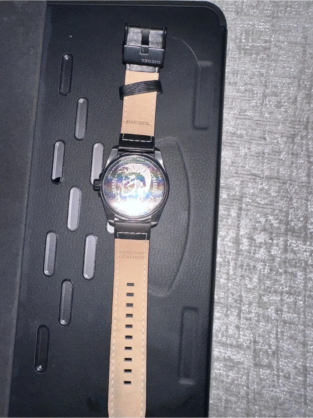 Diesel Men's Black Watch with Luminous Blue Accents